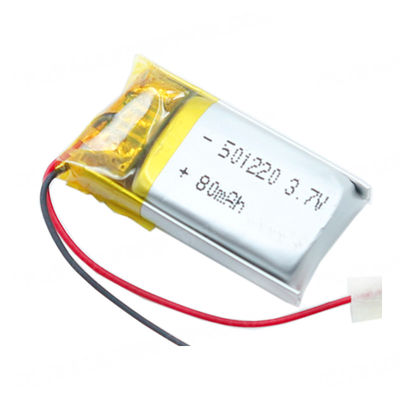 Li Poly Battery Pack tamaño pequeño 80 Mah Capacity Lipo 501220 3.7V