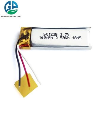 Recargable 501235 160mAh 3.7V Lipo Batería Pack KC IEC62133 Baterías de litio polímero para juguetes