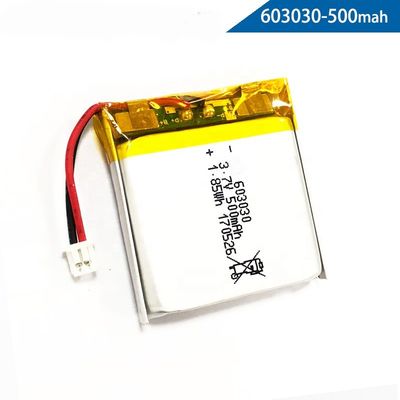 UN38.3 recargable 603030 3,7 V 500mah Li Polymer Battery