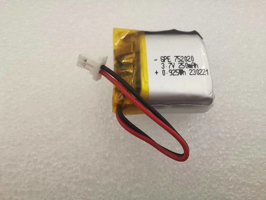 Dispositivo Li Polymer Battery, batería de la belleza del polímero de 3.7V 752020 250mAh Lipo