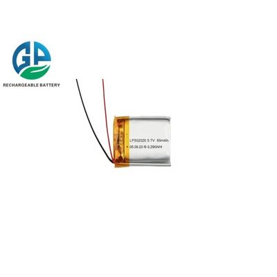 Batería de polímero de litio de 80mah de 3,7 voltios 302020