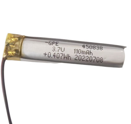 comprar Batería tamaño pequeño del polímero de litio 3.7V, 450838 batería de 110mAh Li Polymer 3.7V online manufacture