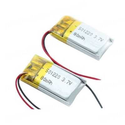 buy Batería recargable de polímero de litio de tamaño pequeño, 5*12*20mm, 3,7V, 80mAh, para auriculares BT y dispositivos portátiles Fabricación en línea