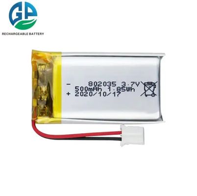 comprar KC aprobado Batería Lipo 802035 3.7v 500mah Batería recargable de litio polímero online manufacture