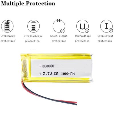 comprar Recargable KC CB IEC62133 Aprobado 503060 Batería de polímero de litio 1000mah 3.7v online manufacture