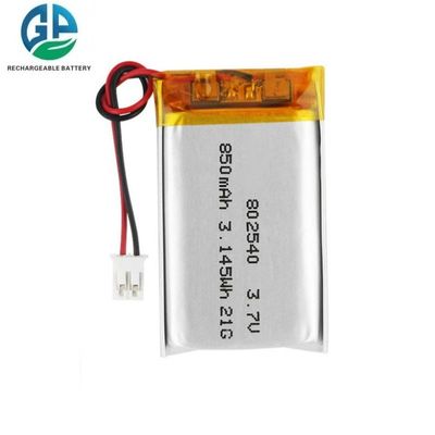 buy 3.7V 850mAh 802540 KC IEC62133 Approved Lipo Rechargeable Lithium Polymer Battery Fabricación en línea