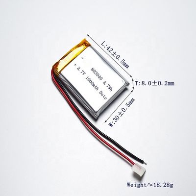 comprar Batería de polímero de litio recargable Lipo de 1000 mAh y 3,7 V certificada UN38.3 online manufacture