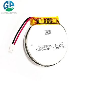 553535 alta capacidad de 580mah 3.7v Li Ion Polymer Battery Circle Shape