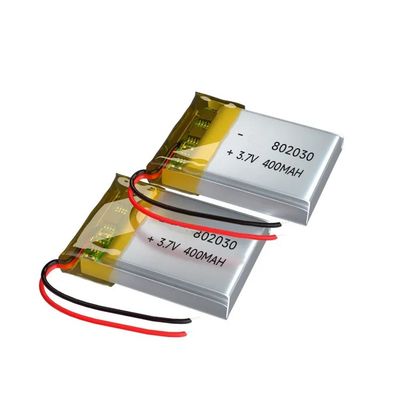 Batería de polímero de Li de 3,7 V de 400 mAh con corriente de descarga de 2C y protección contra sobrecarga