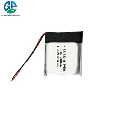 Batería de polímero de litio certificada UN38.3 de 210 mAh y 500 ciclos de vida, batería de polímero de iones de litio