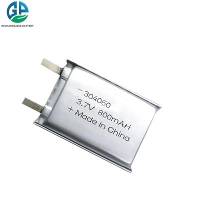 Batería de polímero de litio de 3.7V 800mAh 304060 con vida útil de 500 ciclos para dispositivos de belleza
