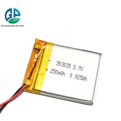 Lipo 3.7 V 250mah 303035 Batería de polímero de litio UL1642 IEC62133 KC CB IEC62133 aprobado