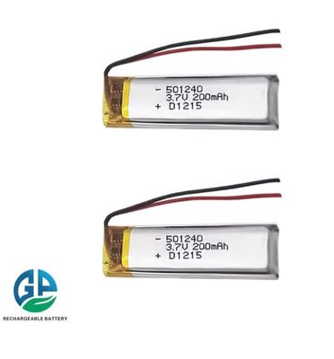 Batería de polímero de litio pequeña de 3.7V 200mAh 501240 para juguetes electrónicos y dispositivos inteligentes