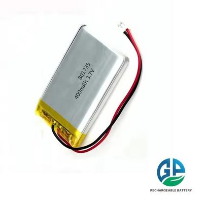 Polímero de litio de alta tasa de descarga 801735 400mAh Recargable 3.7v para intercomunicador inalámbrico Doobell Drone