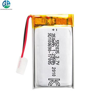 KC CE aprobado 3.7V 350mAh Batería de litio polímero Batería recargable LiPo 552035