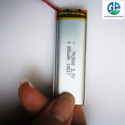 Alta capacidad 3.7V 850mAh Batería de iones de litio polímero 500 veces Batería de iones de litio polímero 702060 3.7v 850mah