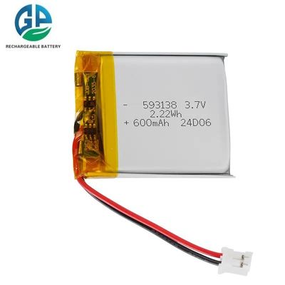 Batería de alta velocidad de descarga 30C Max60C Recargable 3.7V 593138 600mAH Batería de litio Batería de iones de litio de alta calidad