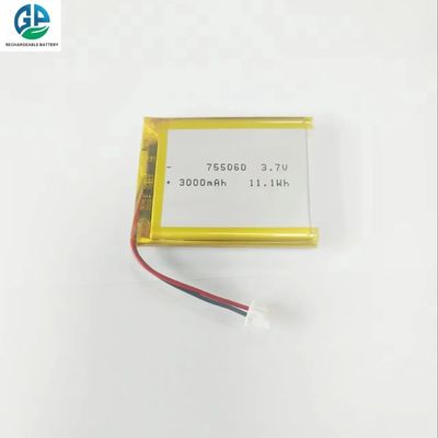 Batería de alta velocidad de descarga 3.7V 3000mah 30C Max60C Batería Lipo recargable 755060 3.7v 3000mah Batería de iones de litio para productos digitales