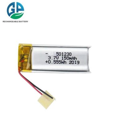 KC aprobó la batería recargable de polímero de litio 3.7V 150mAh con cables de PCB 150mAh 501230 3.7v