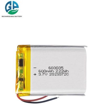Batería de polímero de litio Lipo603035 recargable de 3,7 V 600 mAh, aprobada por KC IEC62133