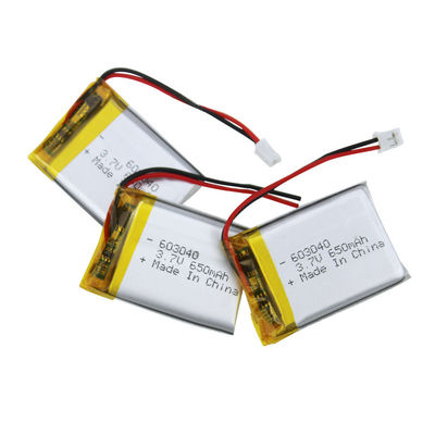 Batería de polímero de litio RoHS certificada de 3,7 V y 650 mAh con vida útil de 500 ciclos para dispositivos médicos
